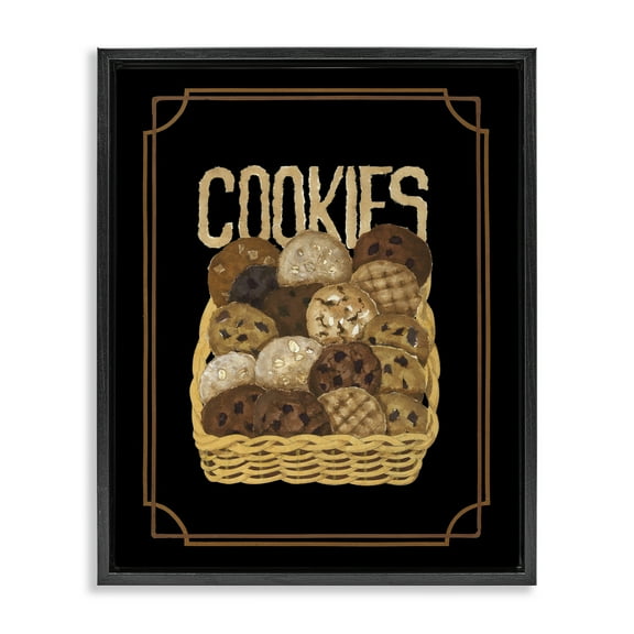 Stupell Industries Assorted Cookie Basket Food & Beverage Painting Black Floater Framed Art Print Wall Art, 17 x 21