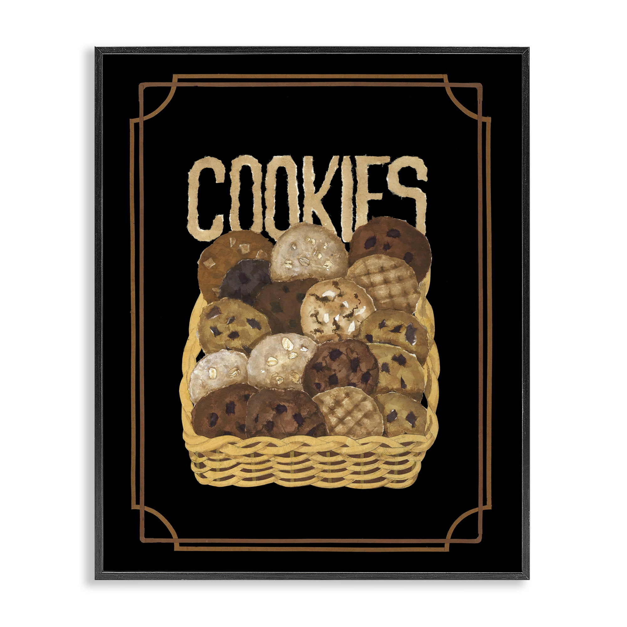 Stupell Industries Assorted Cookie Basket Food & Beverage Painting Black Framed Art Print Wall Art, 16 x 20
