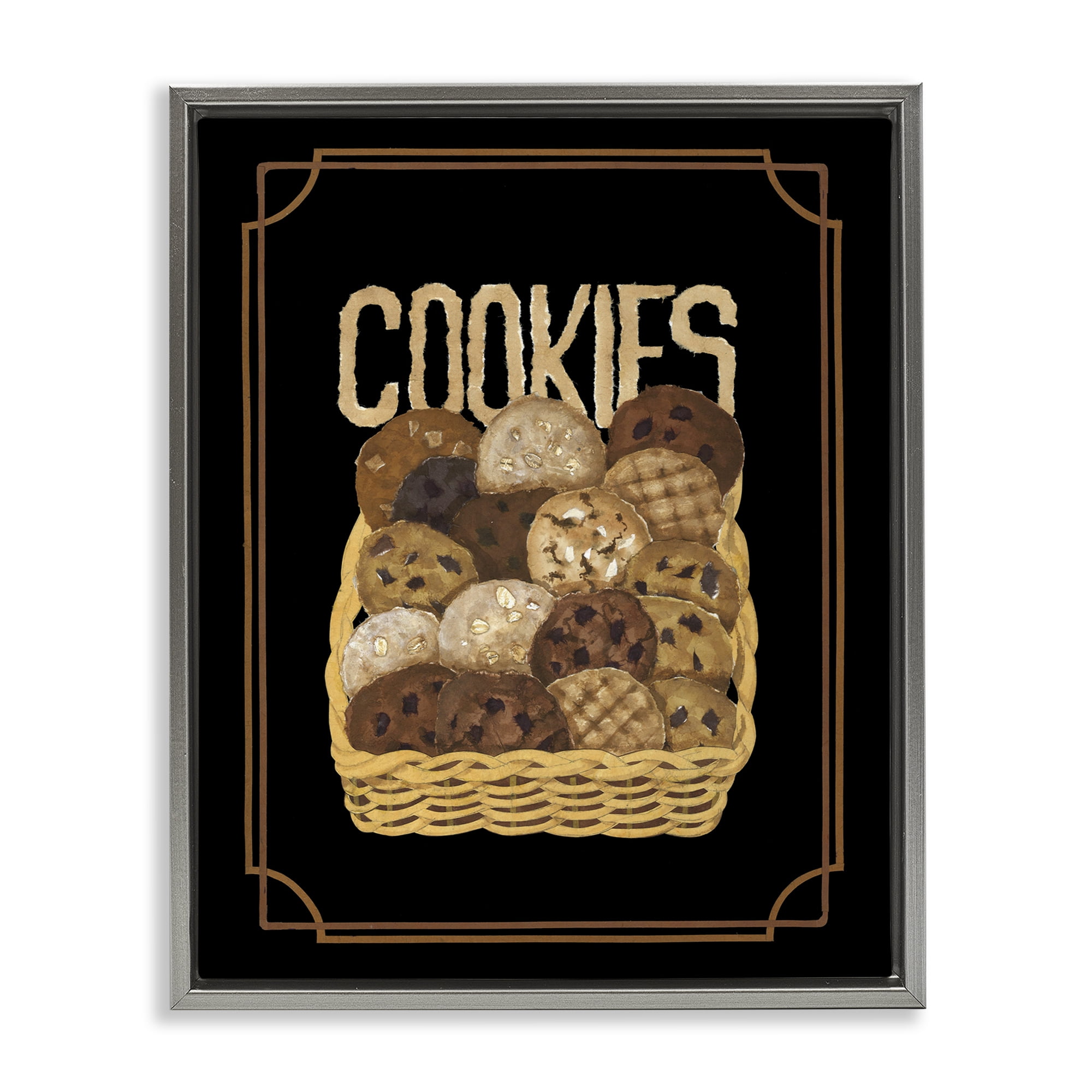 Stupell Industries Assorted Cookie Basket Food & Beverage Painting Gray Floater Framed Art Print Wall Art, 25 x 31