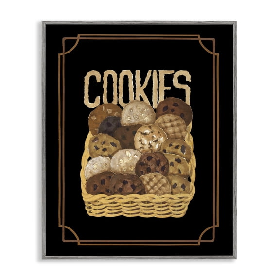 Stupell Industries Assorted Cookie Basket Food & Beverage Painting Gray Framed Art Print Wall Art, 24 x 30