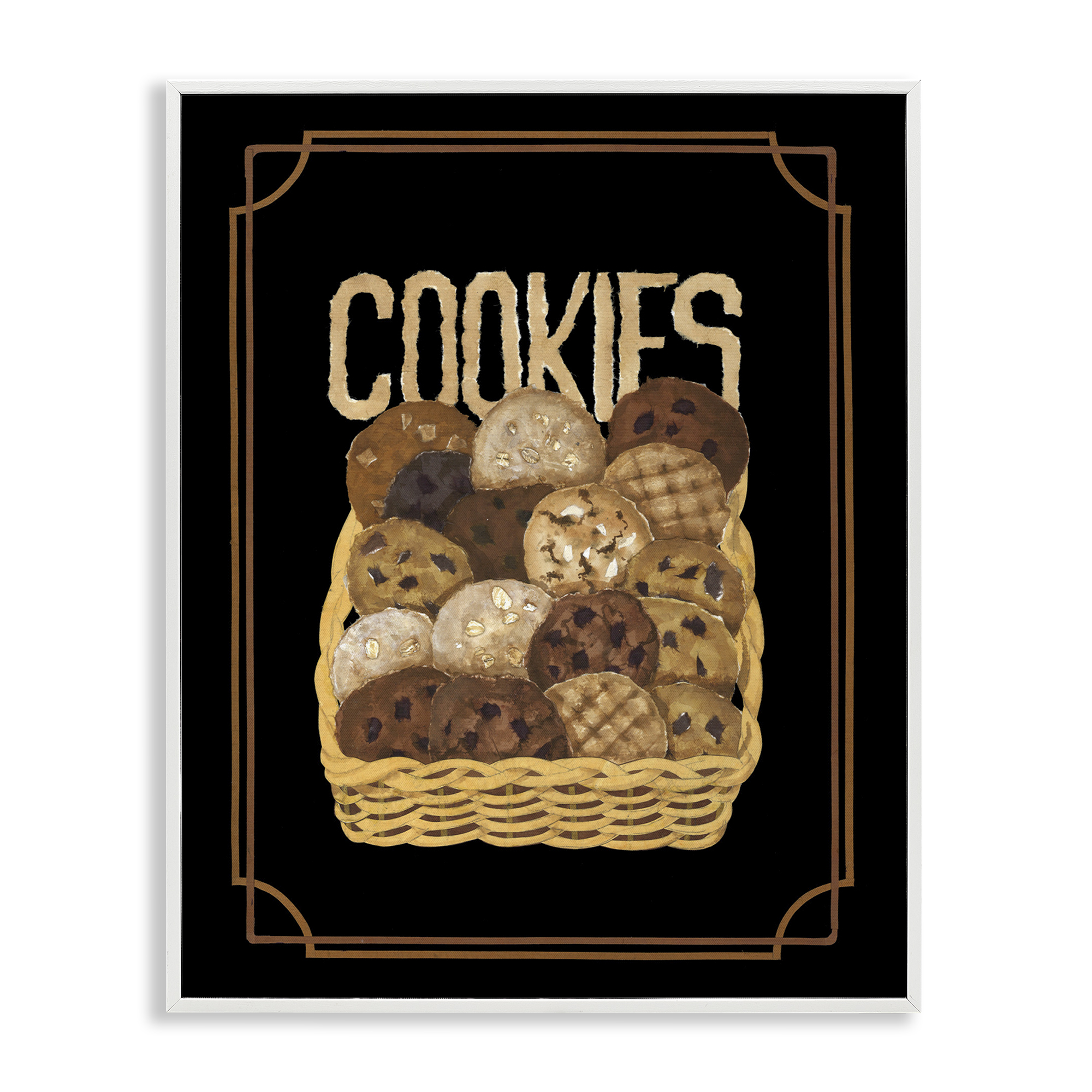 Stupell Industries Assorted Cookie Basket Food & Beverage Painting White Framed Art Print Wall Art, 16 x 20