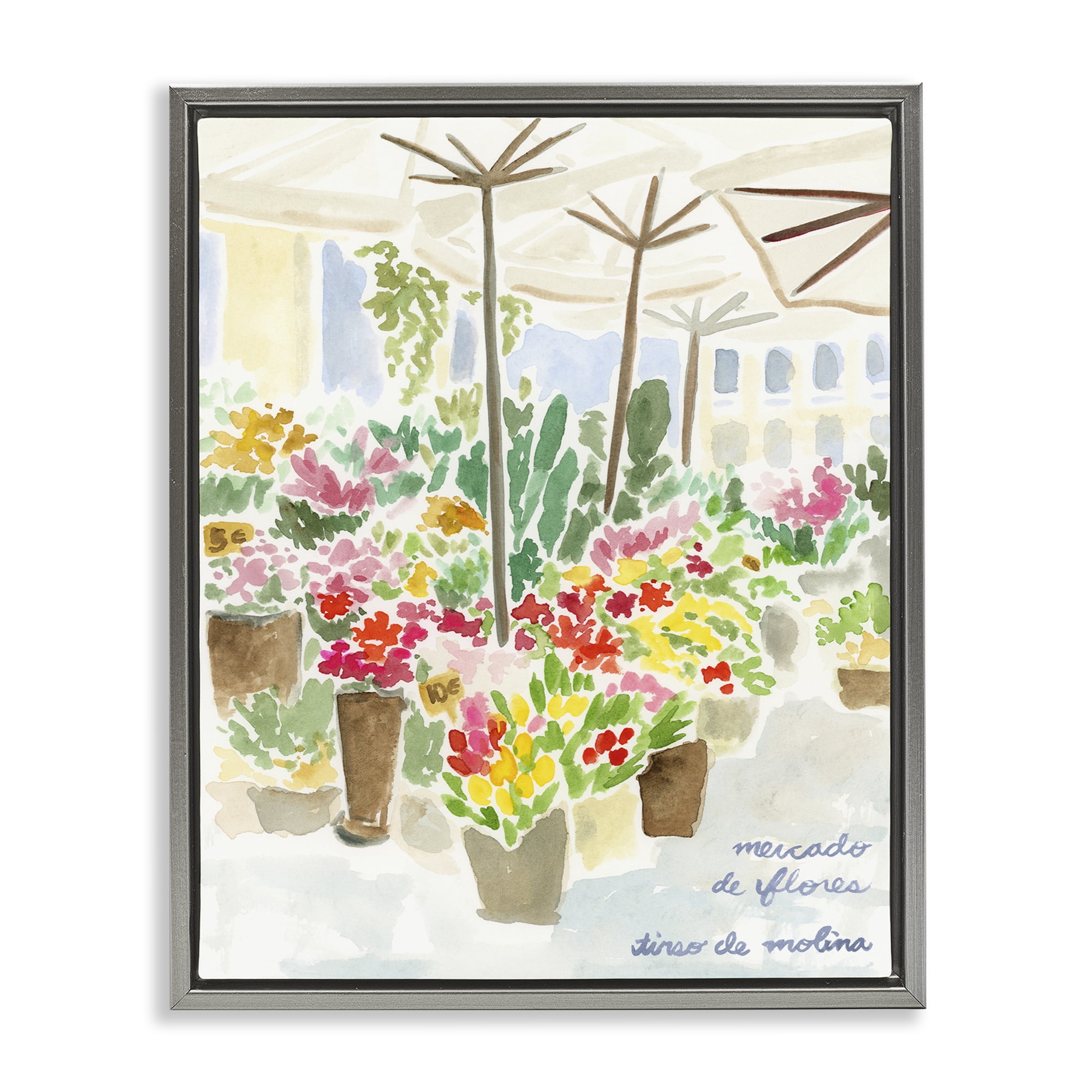 Stupell Industries Assorted Florals Scenery Scenic & Cityscapes Painting Gray Floater Framed Canvas Art Print Wall Art, 25 x 31