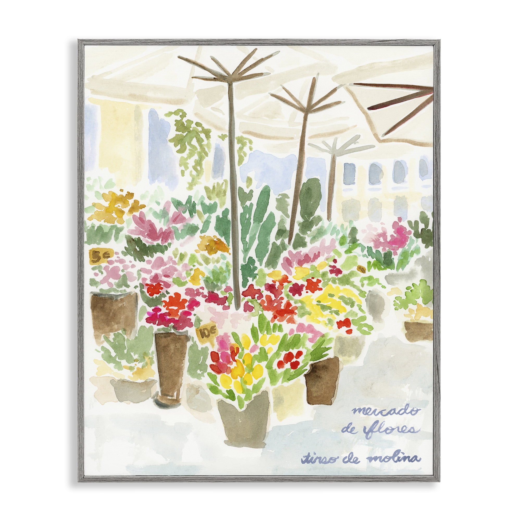 Stupell Industries Assorted Florals Scenery Scenic & Cityscapes Painting Gray Framed Art Print Wall Art, 16 x 20
