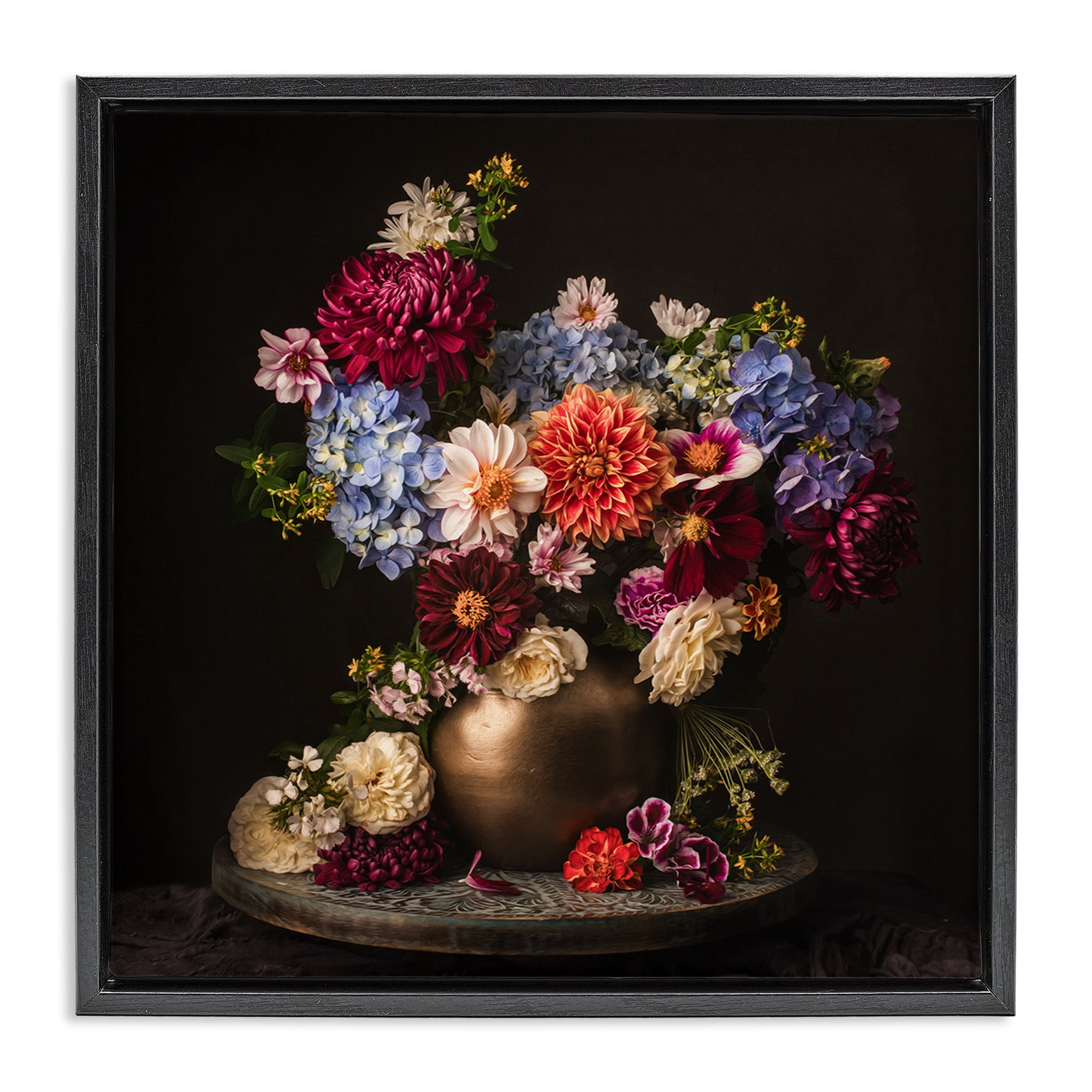 Stupell Industries Assorted Flowers Arrangement Plants & Flowers Photography Black Floater Framed Canvas Art Print Wall Art, 25 x 25