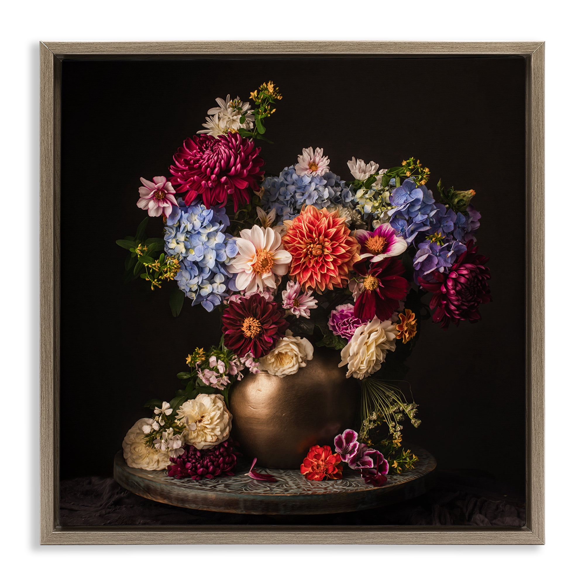 Stupell Industries Assorted Flowers Arrangement Plants & Flowers Photography Brown Floater Framed Canvas Art Print Wall Art, 25 x 25