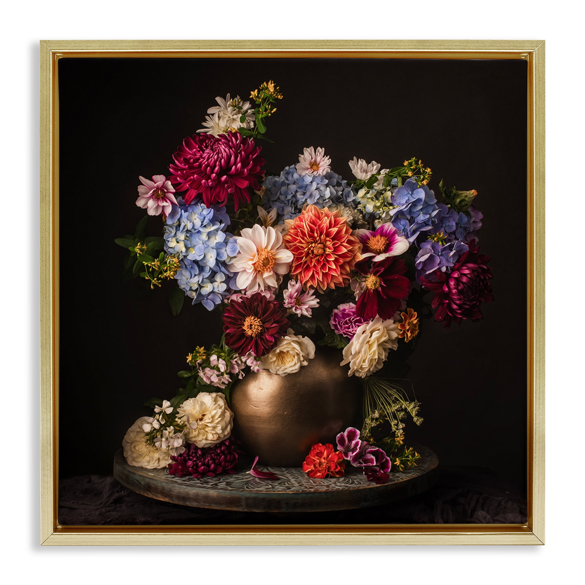 Stupell Industries Assorted Flowers Arrangement Plants & Flowers Photography Gold Floater Framed Canvas Art Print Wall Art, 18 x 18