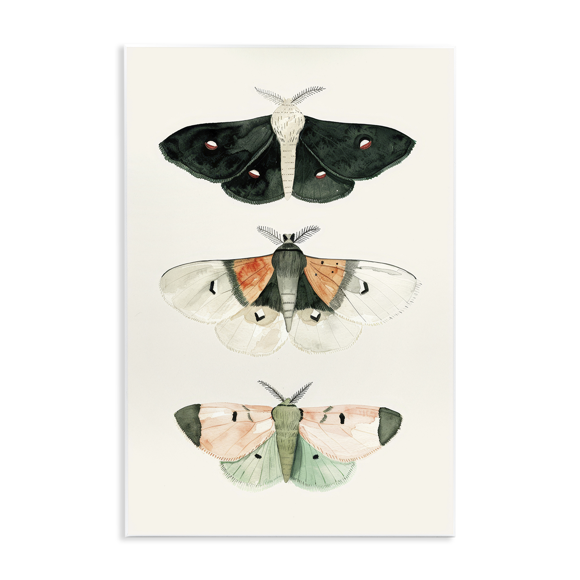Stupell Industries Assorted Moth Trio Animals Painting Unframed Art Print Wall Art, 10 x 15