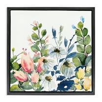 Stupell Industries Assorted Spring Blooms Plants & Flowers Painting Black Floater Framed Canvas Art Print Wall Art, 18 x 18