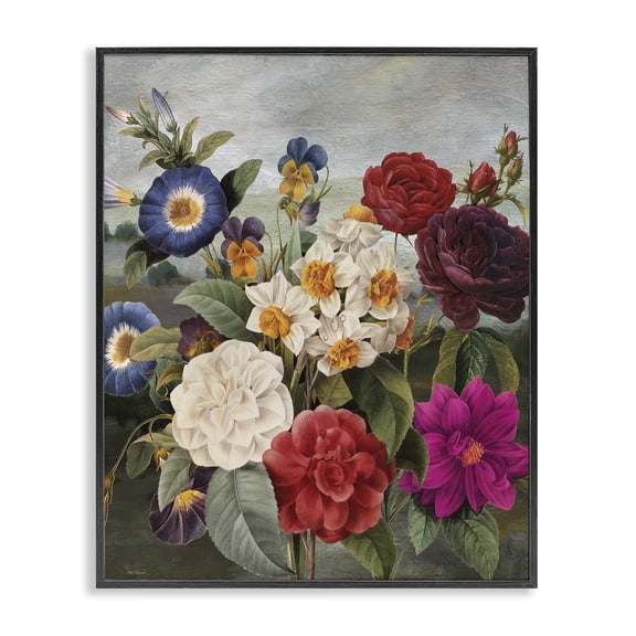 Stupell Industries Assorted Vintage Blooms Botanical & Floral Painting Black Framed Art Print Wall Art, 24 x 30