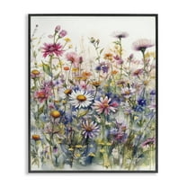 Stupell Industries Assorted Wild Flowers Plants & Flowers Painting Black Framed Art Print Wall Art, 11 x 14