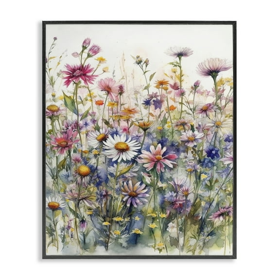 Stupell Industries Assorted Wild Flowers Plants & Flowers Painting Black Framed Art Print Wall Art, 11 x 14