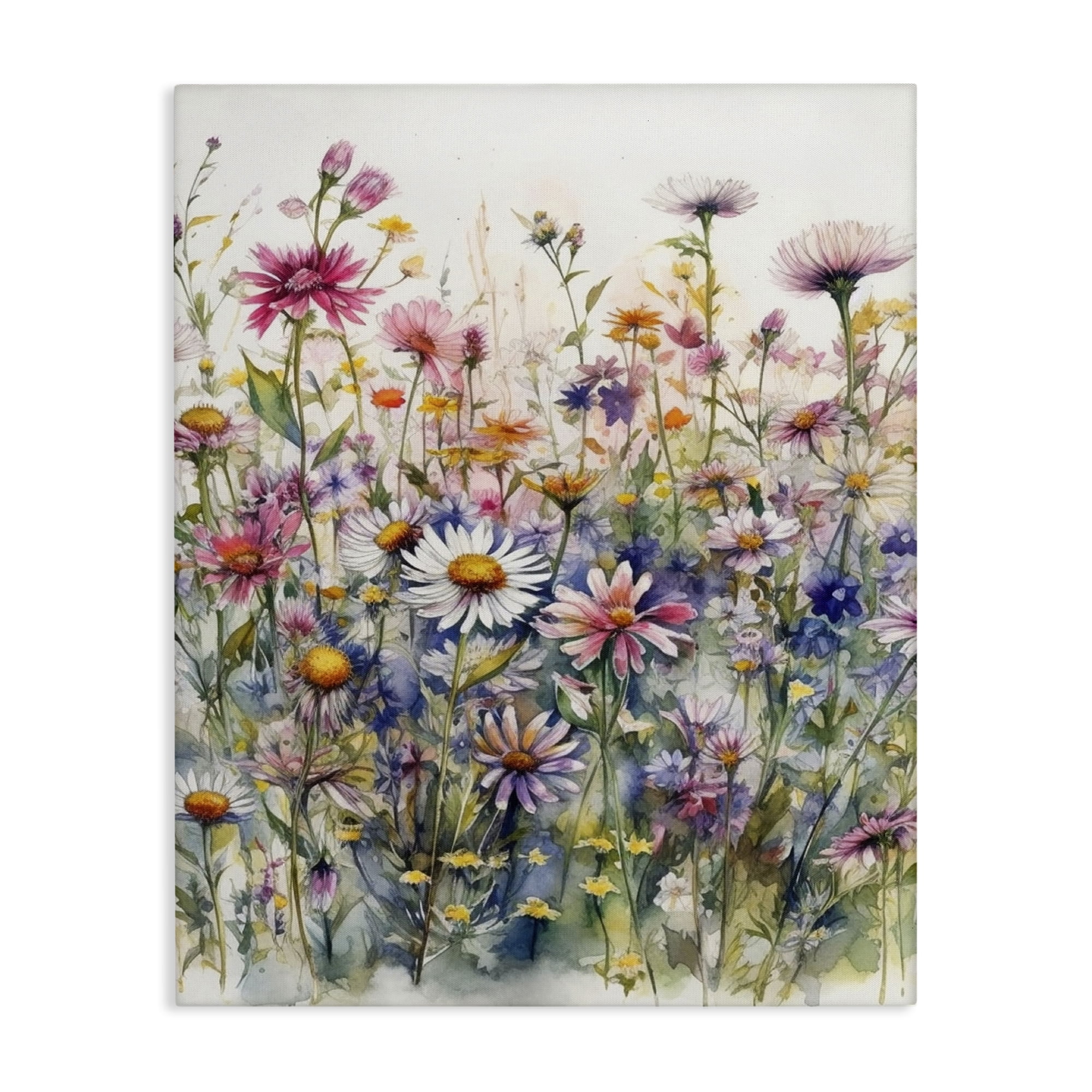 Stupell Industries Assorted Wild Flowers Plants & Flowers Painting Wrapped Canvas Art Print Wall Art, 30 x 40