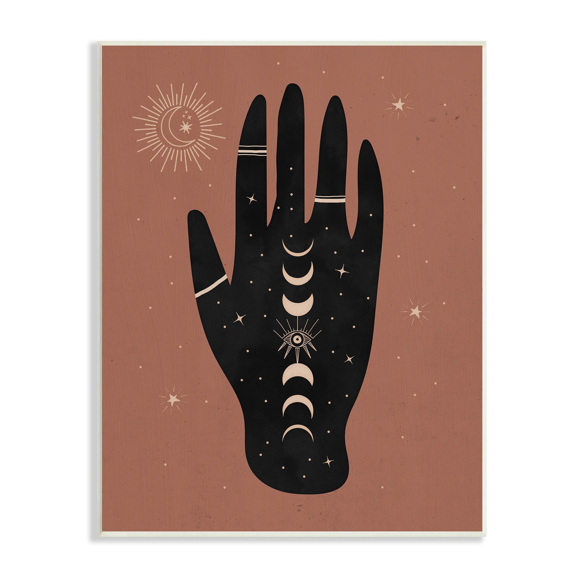 Stupell Industries Astral Bohemian Chic Hand Lunar Phases Gold Tattoo,10 x 15, Design by Nina Blue
