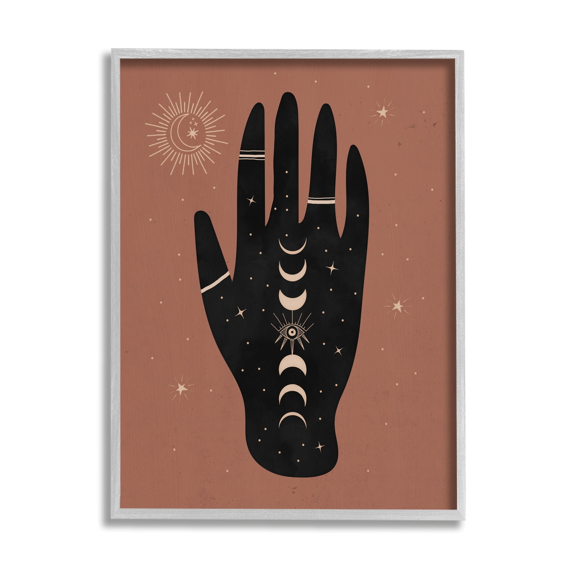 Stupell Industries Astral Bohemian Chic Hand Lunar Phases Gold Tattoo,16 x 20, Design by Nina Blue