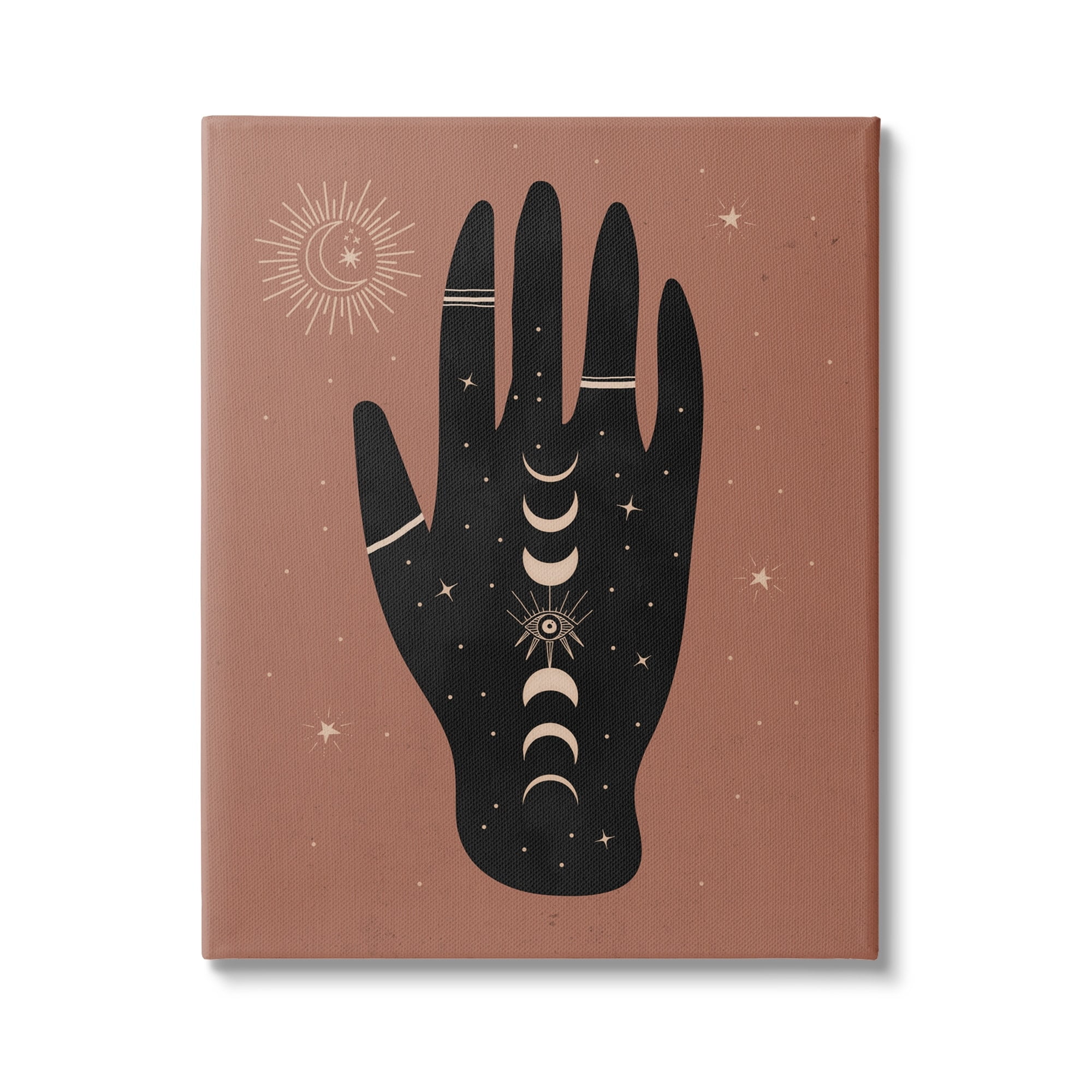 Stupell Industries Astral Bohemian Chic Hand Lunar Phases Gold Tattoo,30 x 40, Design by Nina Blue