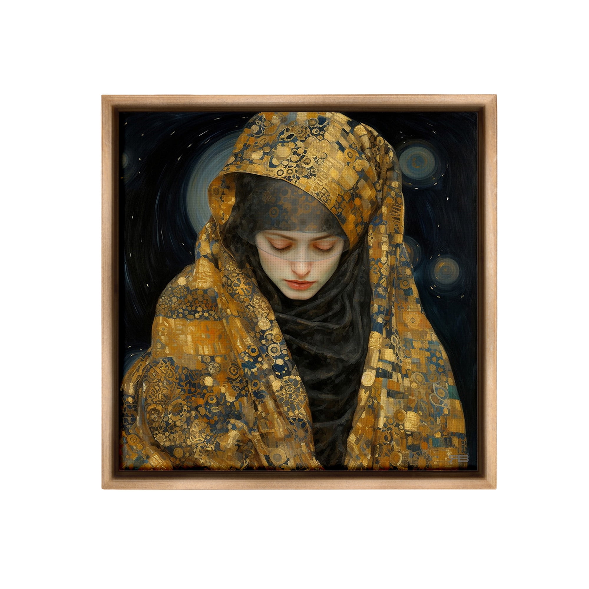 Stupell Industries Astral Geometric Portrait Abstract Painting Brown Floater Framed Canvas Art Print Wall Art, 25 x 25