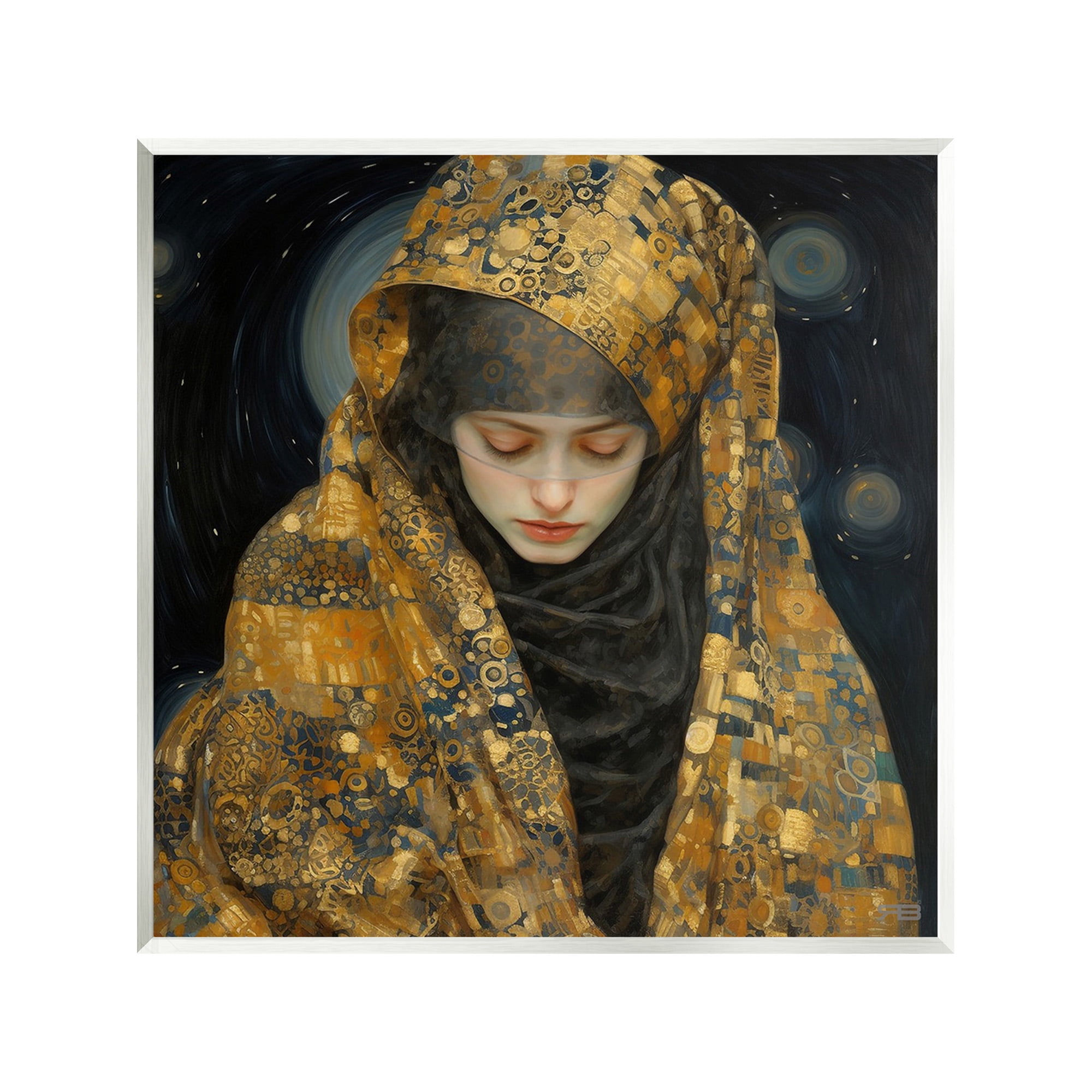 Stupell Industries Astral Geometric Portrait Abstract Painting Unframed Art Print Wall Art, 12 x 12