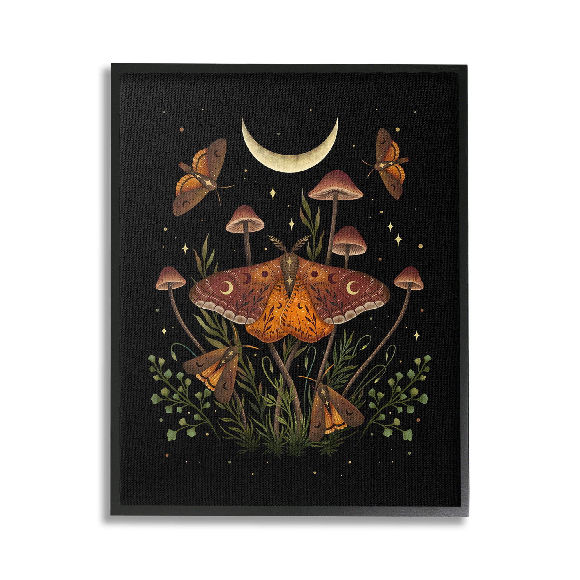 Stupell Industries Astral Moth & Moon Animals & Insects Painting Black Framed Art Print Wall Art, 24 x 30
