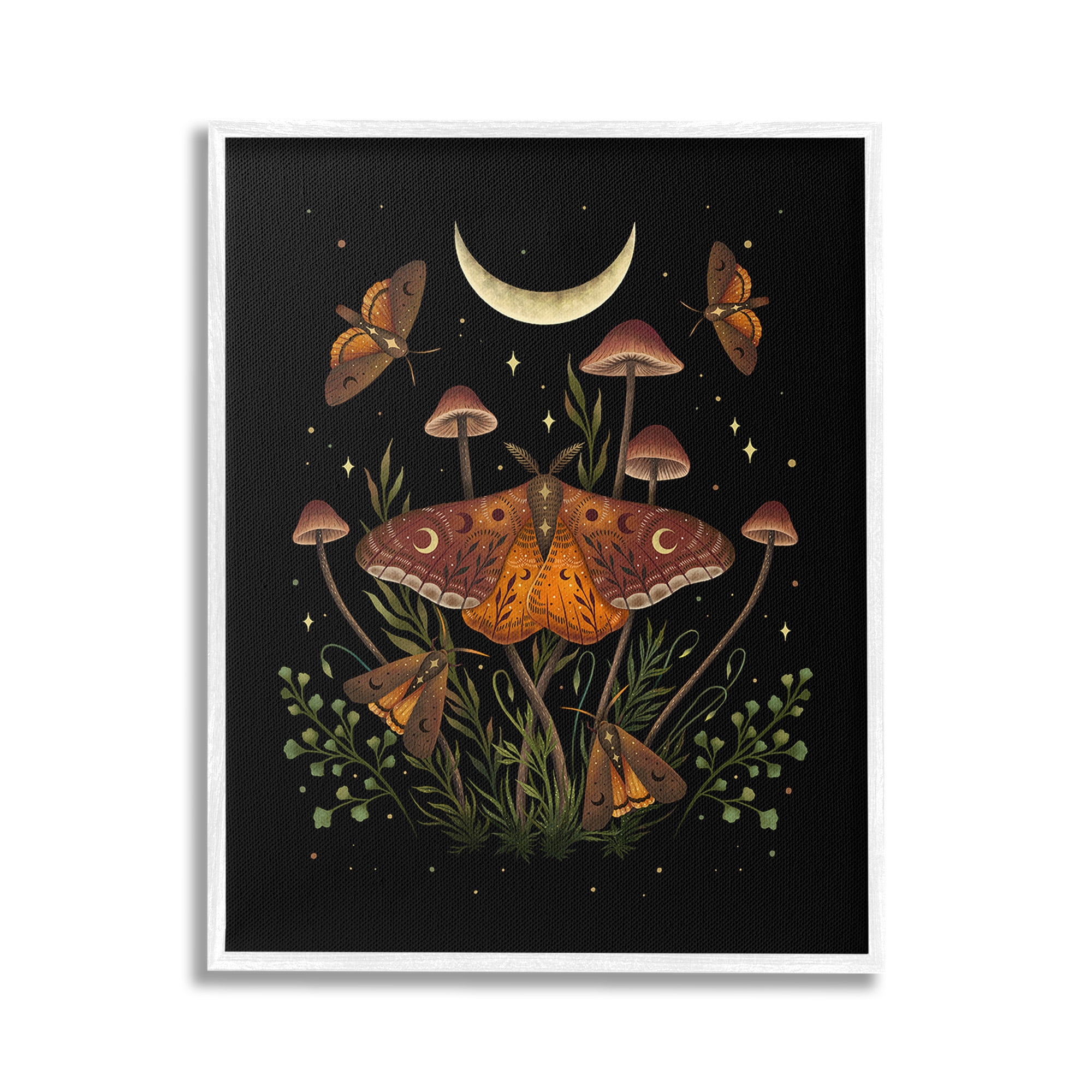 Stupell Industries Astral Moth & Moon Animals & Insects Painting White Framed Art Print Wall Art, 16 x 20