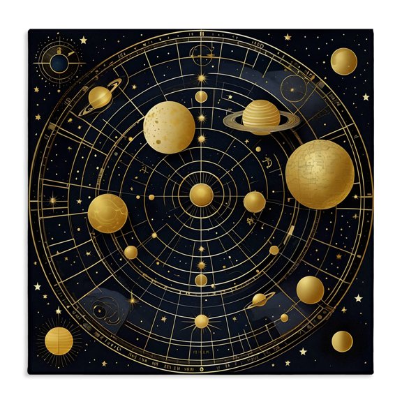 Stupell Industries Astral Planets in Solar System Outer Space Painting Wrapped Canvas Canvas Art Print Wall Art, 17 x 17