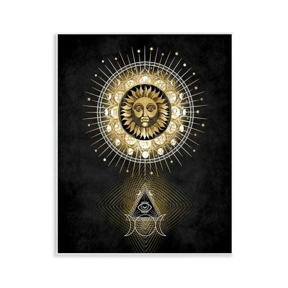 Stupell Industries Astral Symbols & Sun Astrology & Stars Painting Unframed Art Print Wall Art, 11 x 14