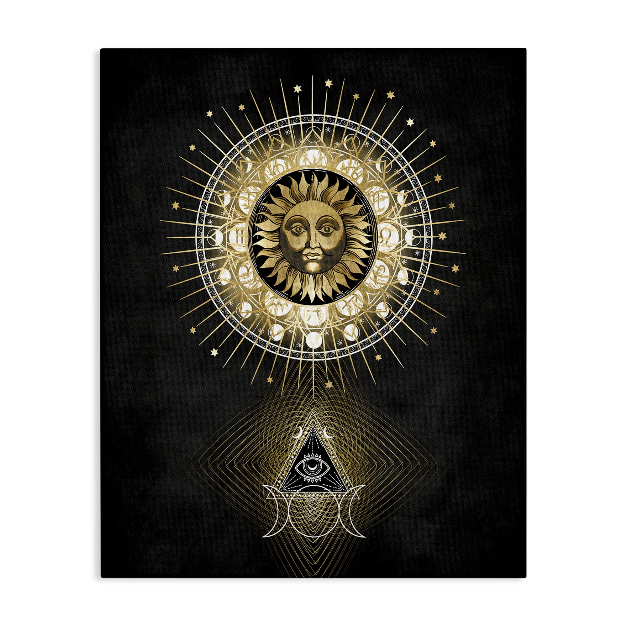 Stupell Industries Astral Symbols & Sun Astrology & Stars Painting Wrapped Canvas Art Print Wall Art, 16 x 20