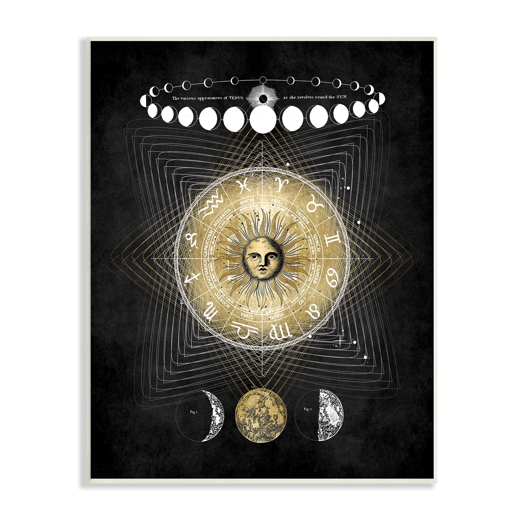 Stupell Industries Astrological Sun Cycle Traditional Moon Symbols, 10 x 15, Designed by Oliver Jeffries