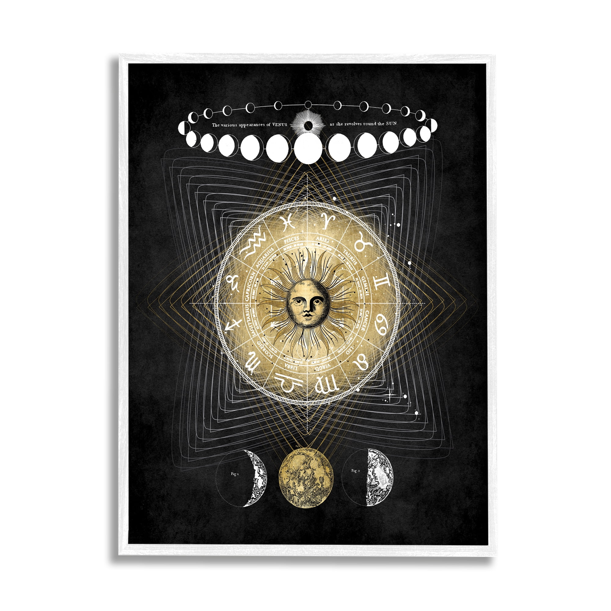 Stupell Industries Astrological Sun Cycle Traditional Moon Symbols, 16 x 20, Designed by Oliver Jeffries