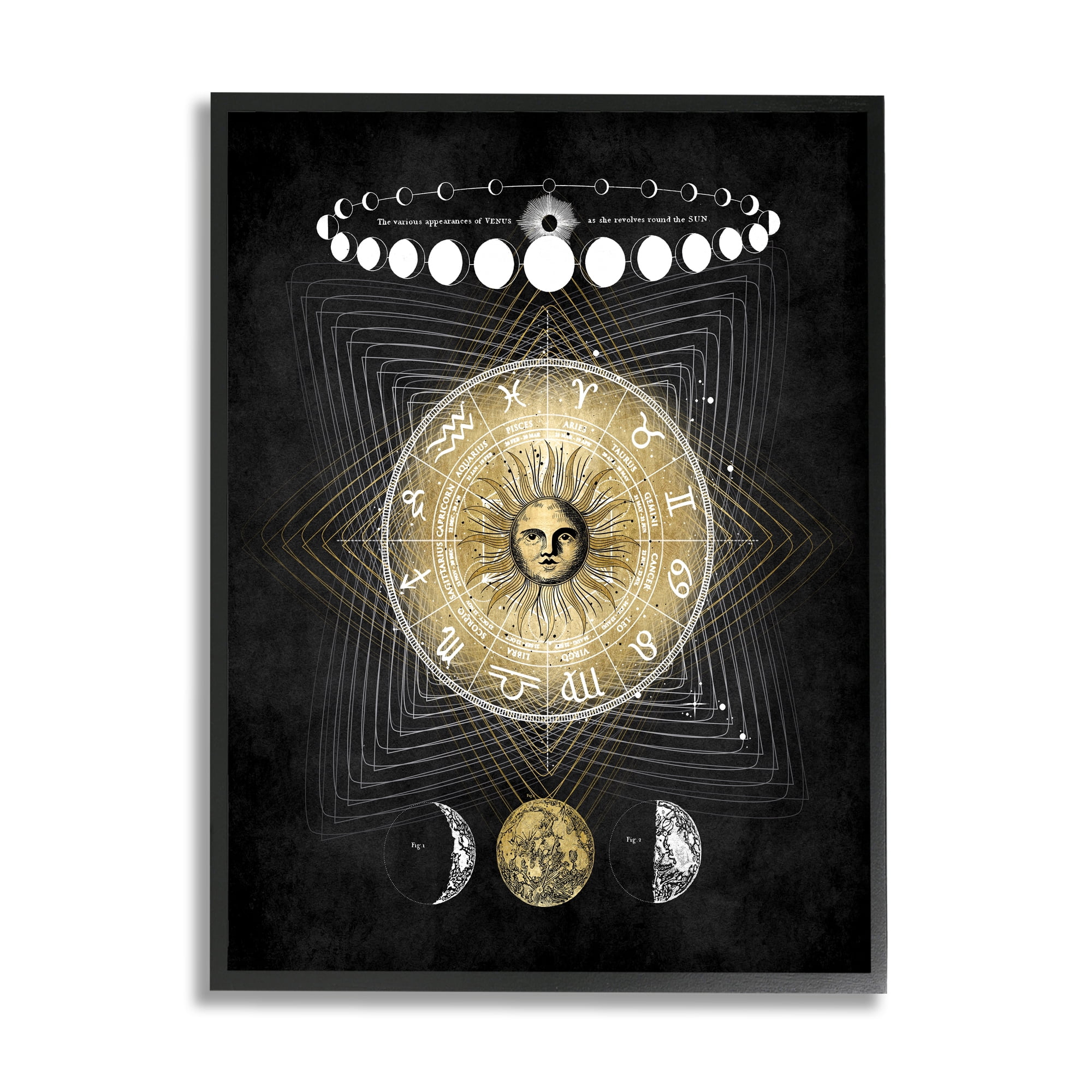 Stupell Industries Astrological Sun Cycle Traditional Moon Symbols, 24 x 30, Designed by Oliver Jeffries