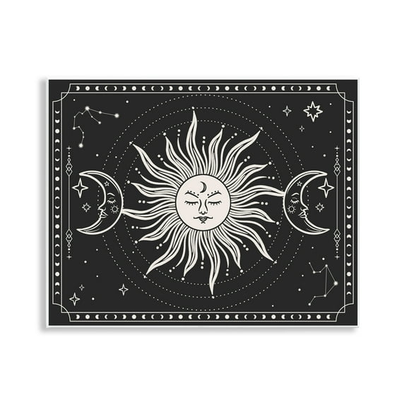 Stupell Industries Astrology Sun & Moon Pattern Astrology & Stars Painting Unframed Art Print Wall Art, 14 x 11