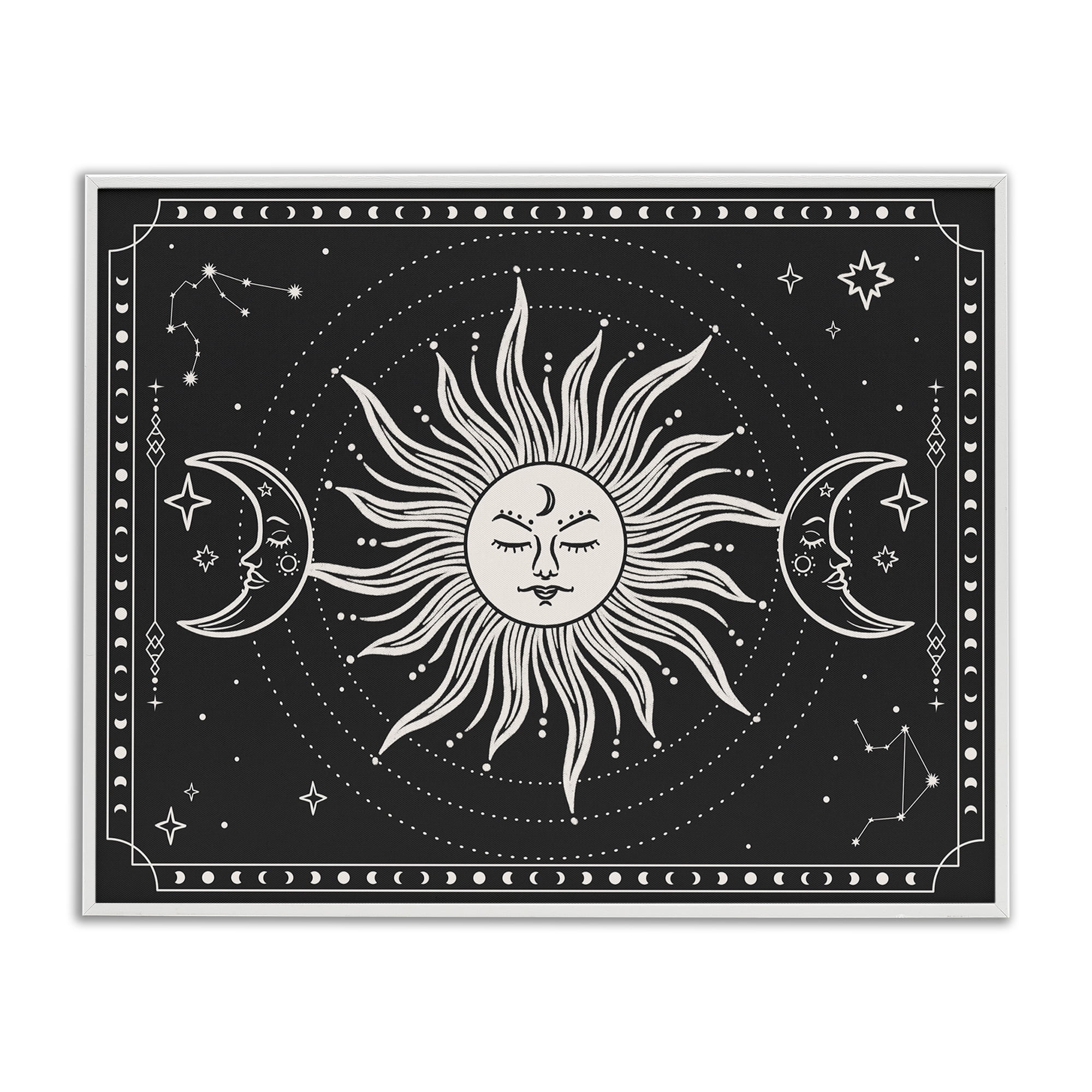 Stupell Industries Astrology Sun & Moon Pattern Astrology & Stars Painting White Framed Art Print Wall Art, 20 x 16