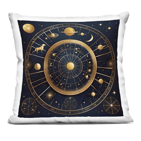 Stupell Industries Astrology Zodiac Birth Chart Indoor Printed Throw Pillow, 18 x 7 x 18, Black A101