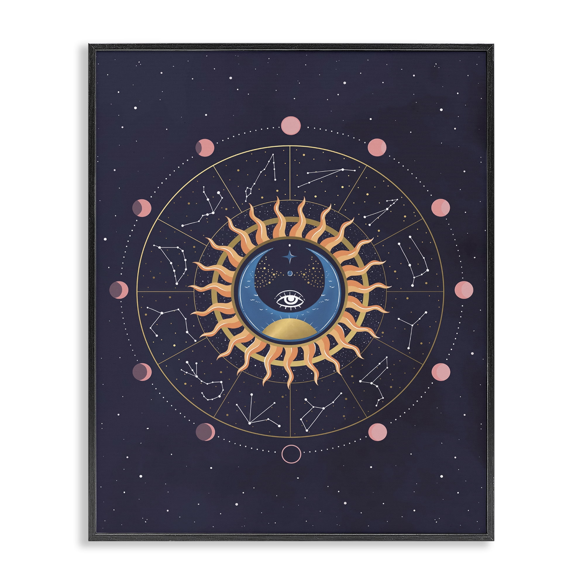 Stupell Industries Astrology Zodiac Constellations Astrology & Stars Painting Black Framed Art Print Wall Art, 16 x 20