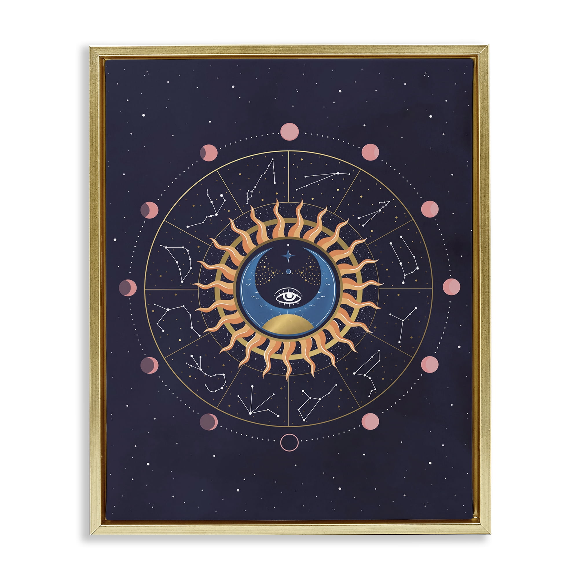 Stupell Industries Astrology Zodiac Constellations Astrology & Stars Painting Gold Floater Framed Canvas Art Print Wall Art, 25 x 31