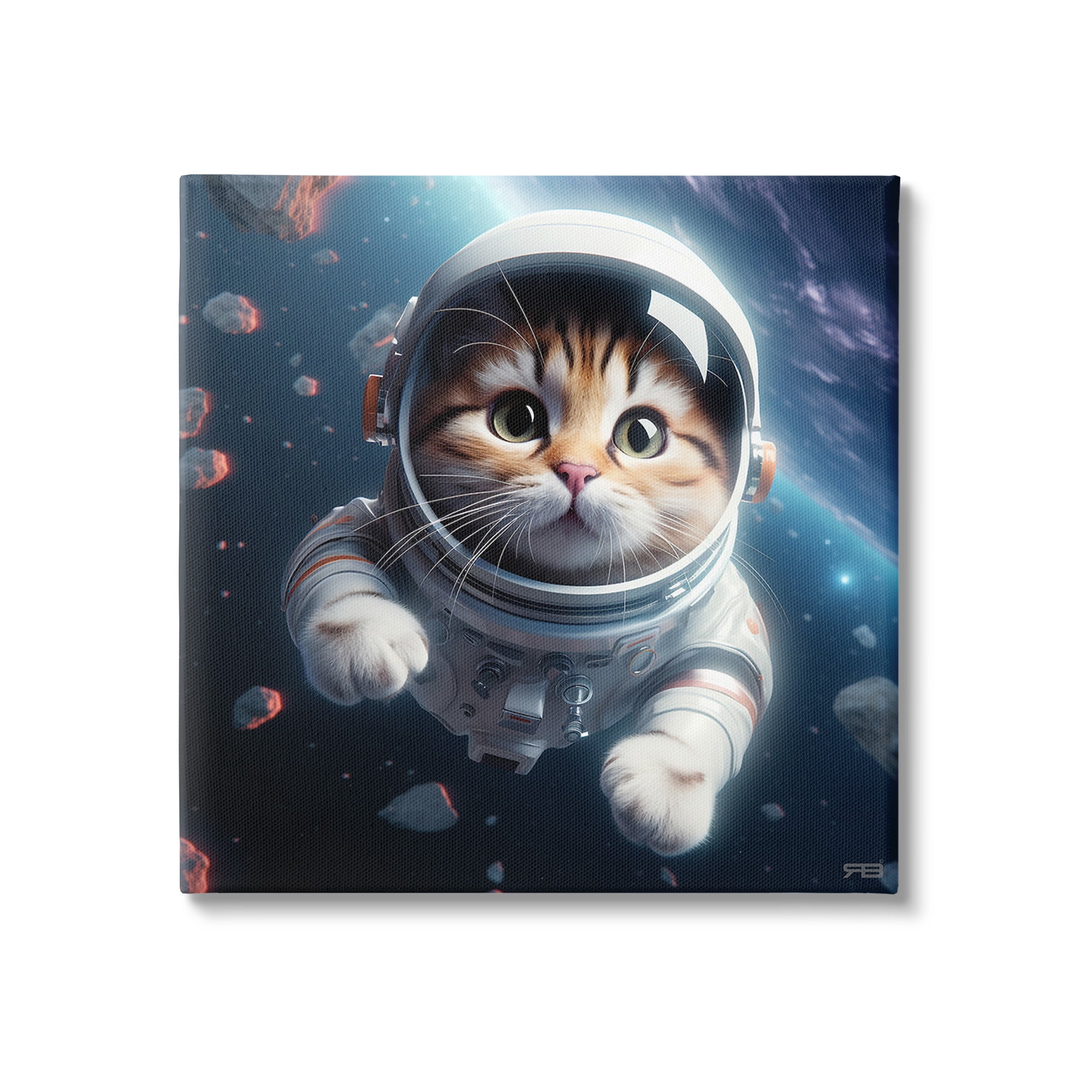 Stupell Industries Astronaut Cat in Space Animals & Insects Painting Gallery Wrapped Canvas Art Print Wall Art, 24 x 24