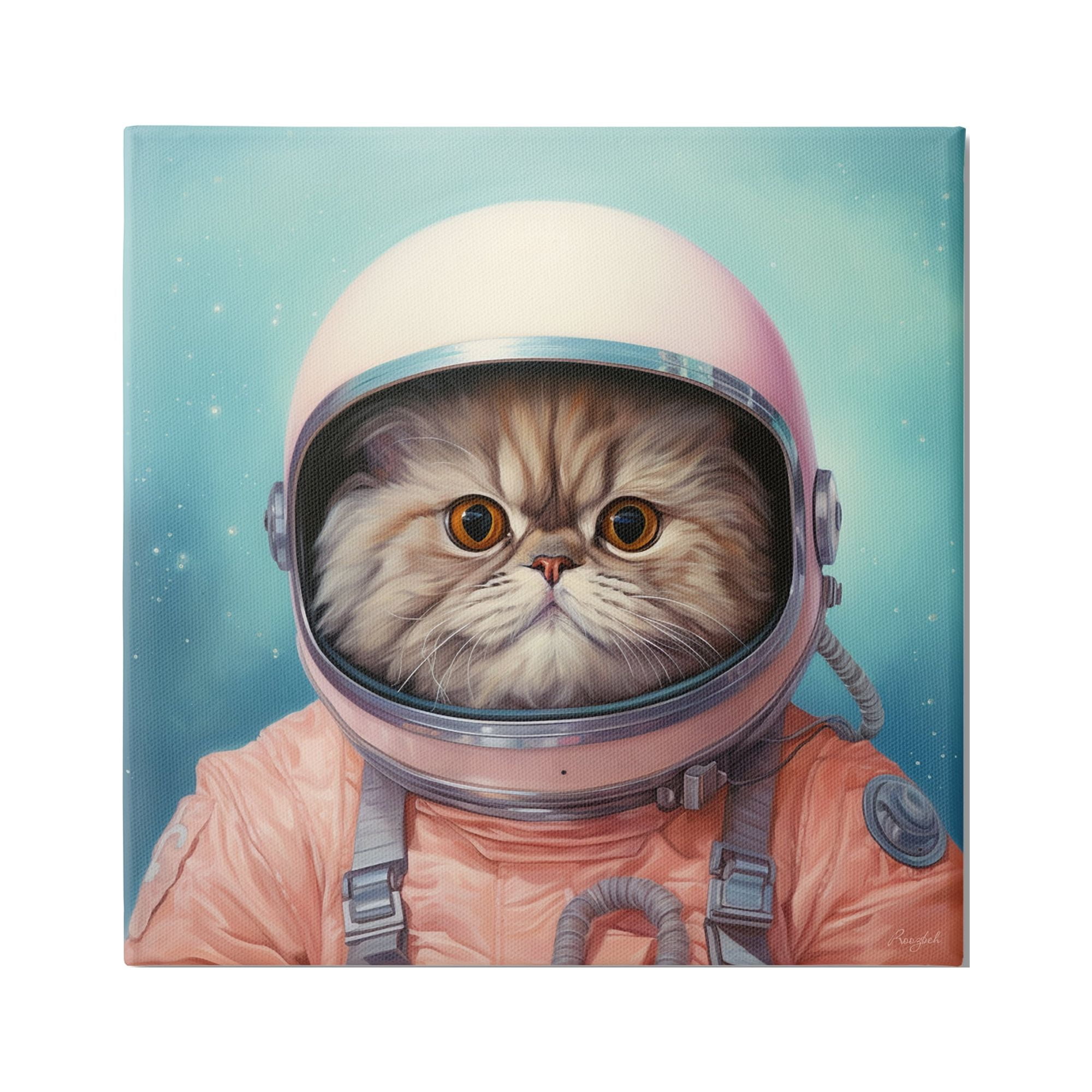 Stupell Industries Astronaut Cat in Space Animals & Insects Painting Gallery Wrapped Canvas Art Print Wall Art, 24 x 24
