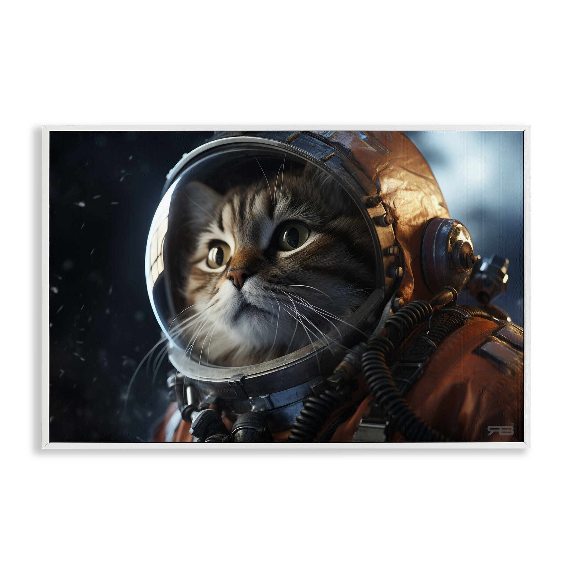 Stupell Industries Astronaut Cat in Space Animals & Insects Painting White Framed Art Print Wall Art, 18 x 12
