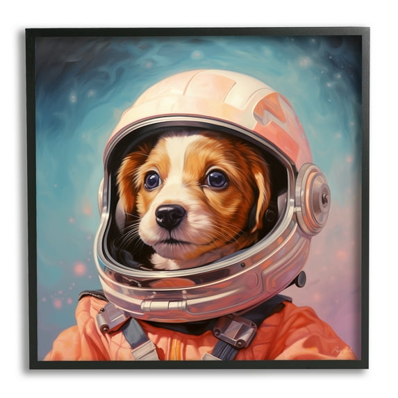 Stupell Industries Astronaut Dog in Space Animals & Insects Painting Black Framed Art Print Wall Art, 12 x 12