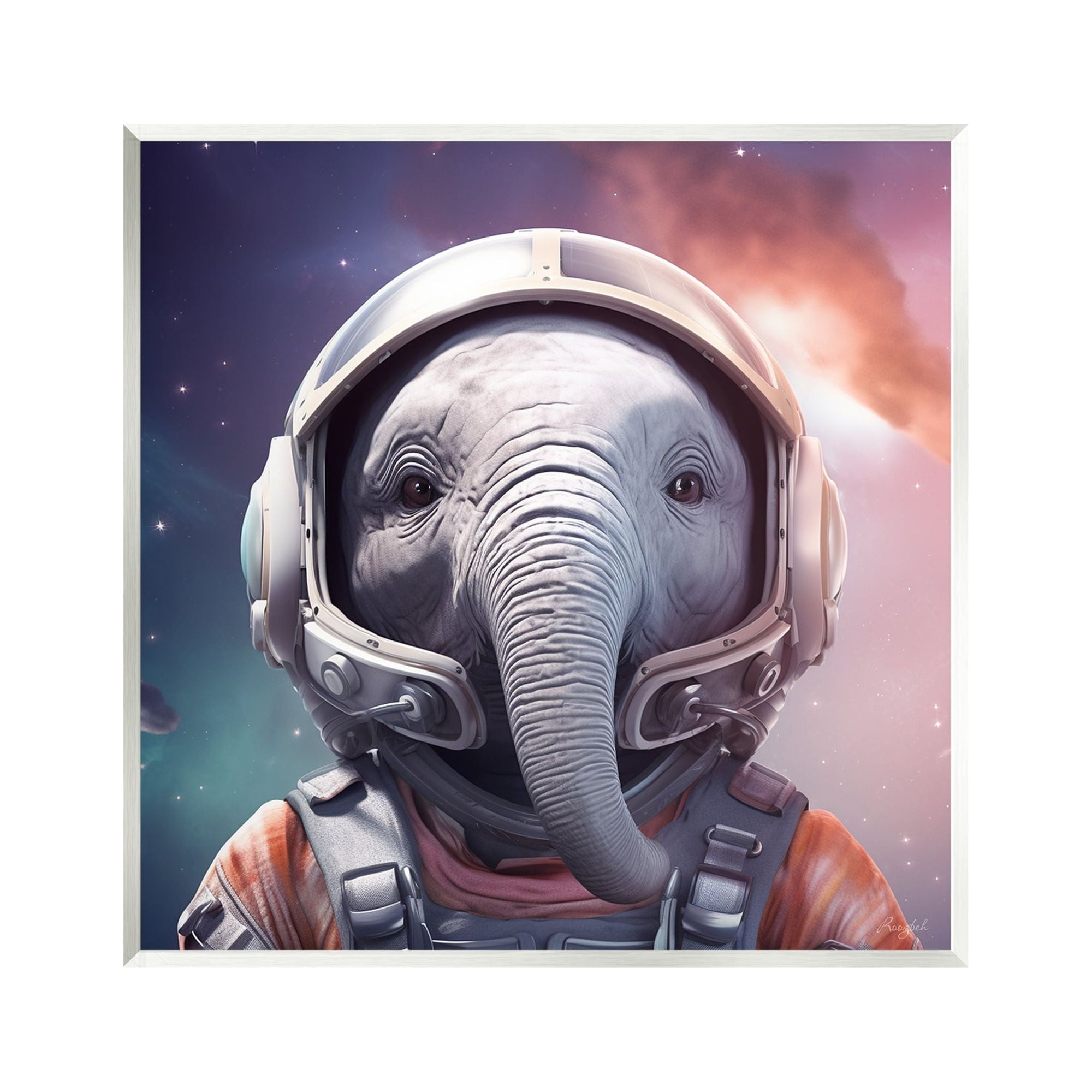 Stupell Industries Astronaut Elephant Portrait Animals & Insects Painting Unframed Art Print Wall Art, 12 x 12