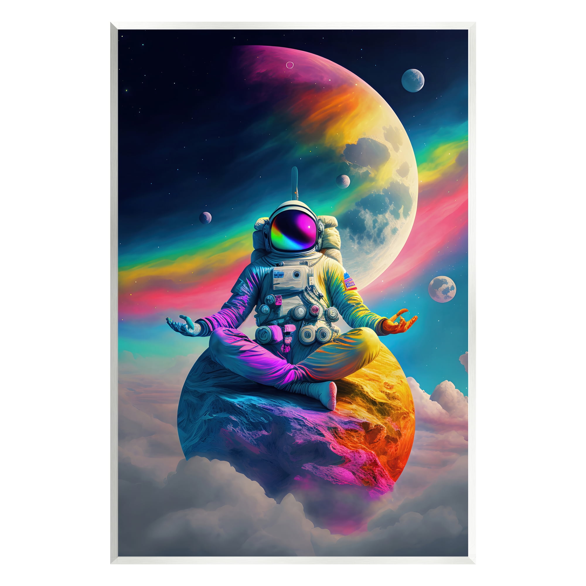 Stupell Industries Astronaut Meditating on Moon Novelty Painting Unframed Art Print Wall Art, 10 x 15