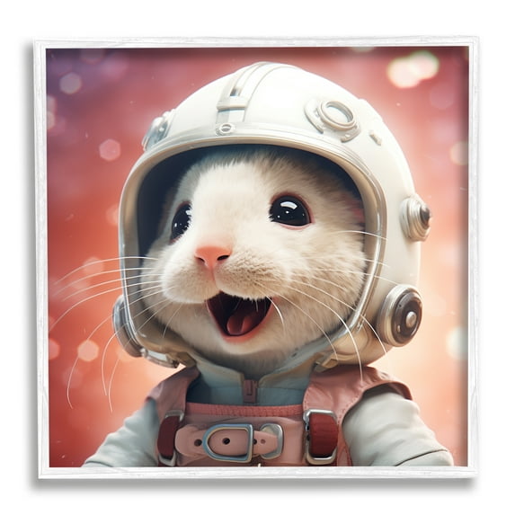 Stupell Industries Astronaut Mouse Portrait Animals & Insects Painting White Framed Art Print Wall Art, 24 x 24