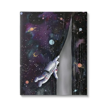 Stupell Industries Astronaut Opening Galaxy Surreal Universe Planets Stars Canvas Wall Art, 24 x 30, Design by Rachel Nieman