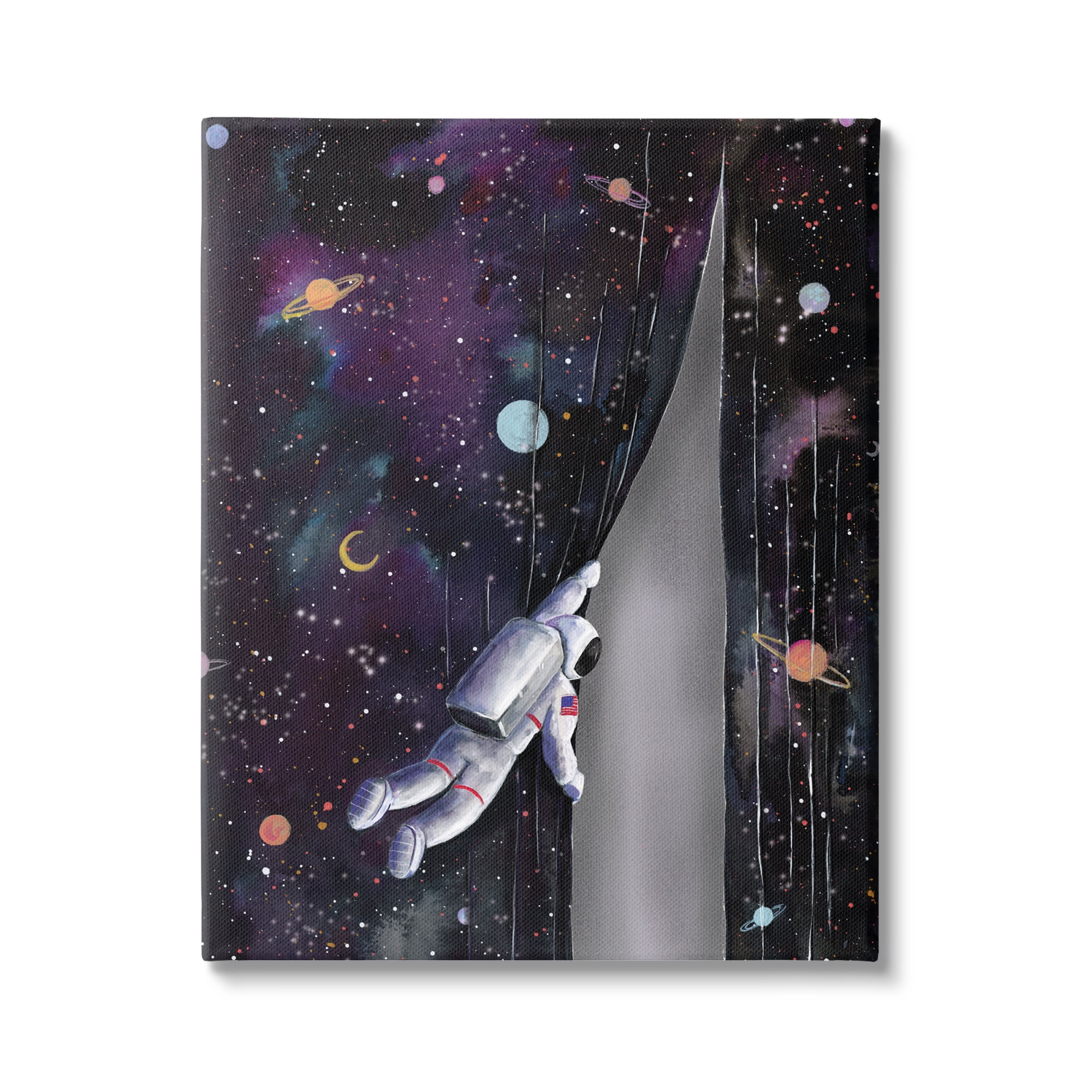 Stupell Industries Astronaut Opening Galaxy Surreal Universe Planets Stars Canvas Wall Art, 30 x 40, Design by Rachel Nieman