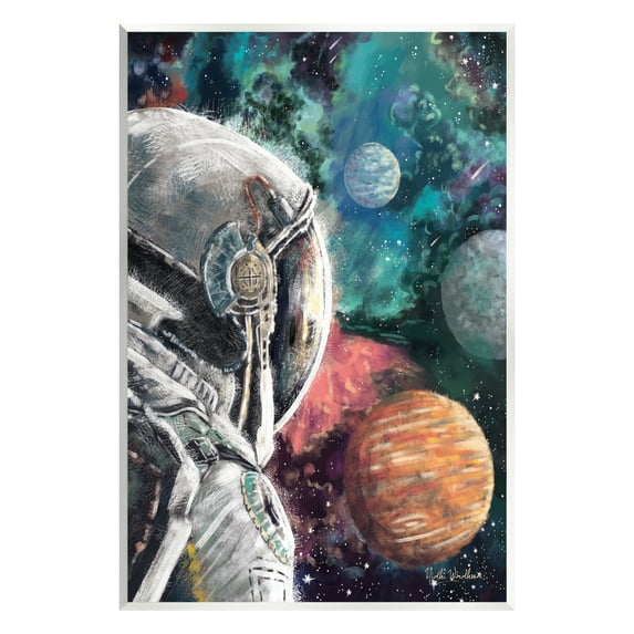 Stupell Industries Astronaut & Outer Space Novelty Painting Unframed Art Print Wall Art, 10 x 15