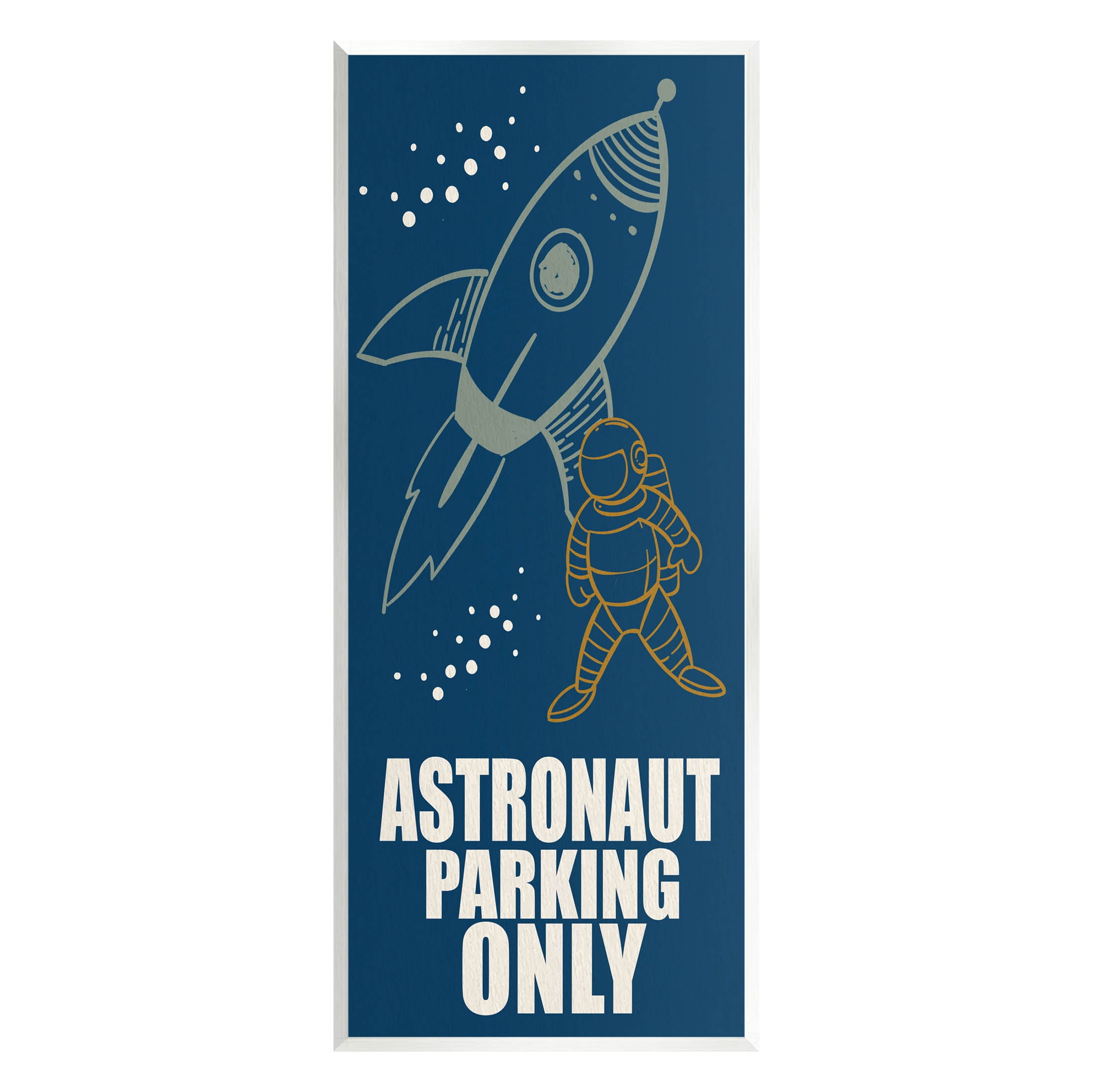 Stupell Industries Astronaut Parking Only Rocket Graphic Art Unframed Art Print Wall Art, Design by Kim Allen