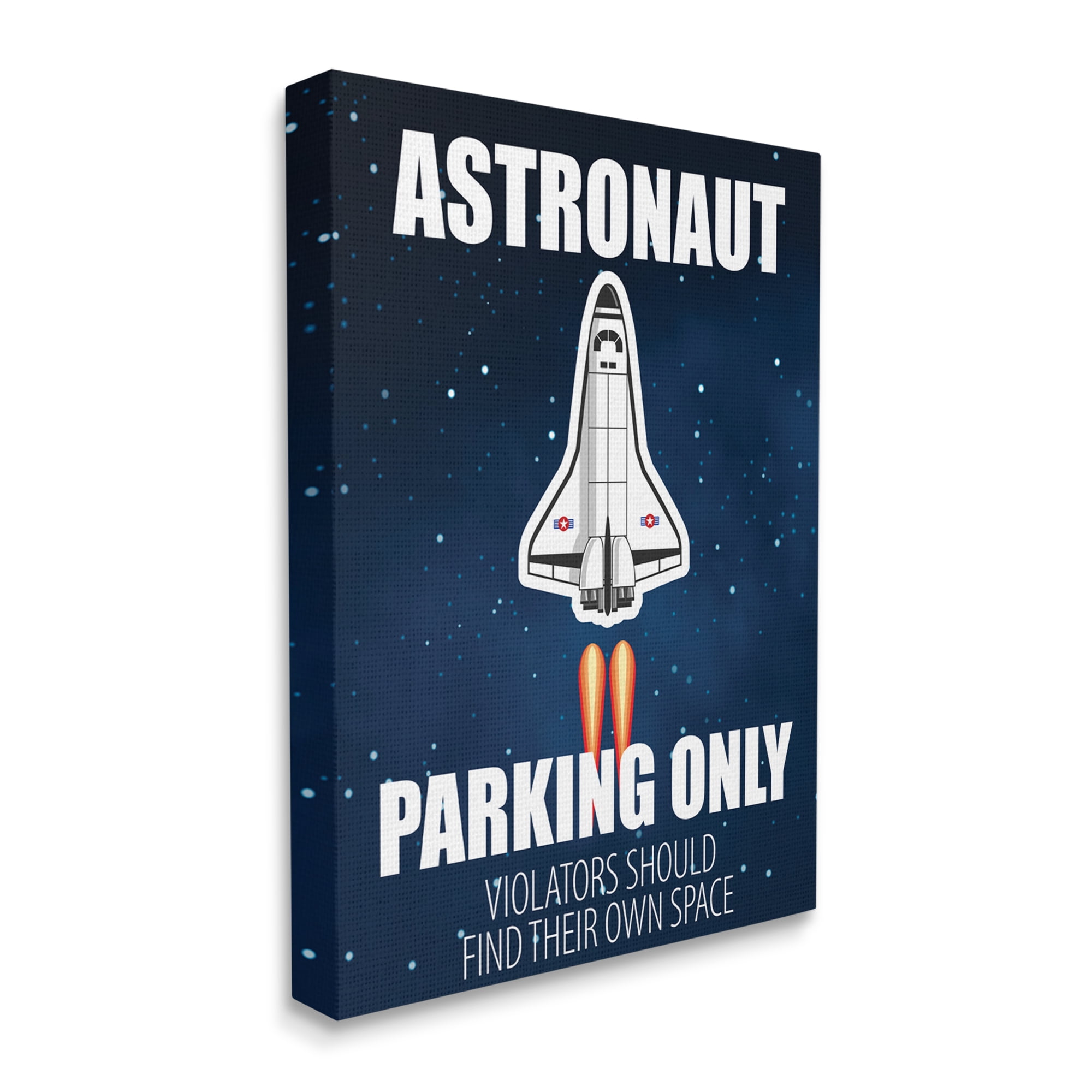 Stupell Industries Astronaut Parking Only Sign Kids' Space Jet Humor Fairy Tales & Fantasy Painting Gallery Wrapped Canvas Print Wall Art, 36 x 48