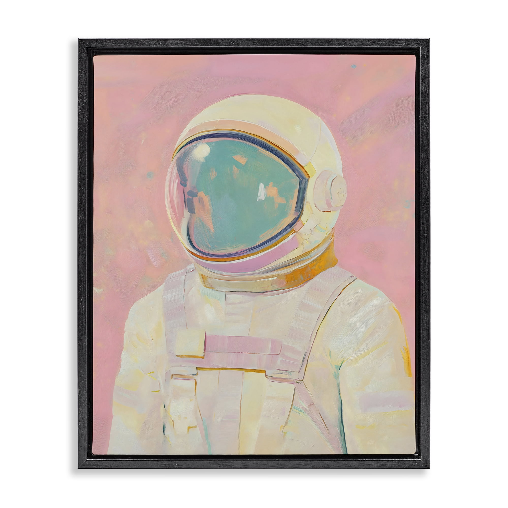 Stupell Industries Astronaut Portrait in Pink Dream Black Framed Floater Canvas Wall Art, design by The Prints Vibe