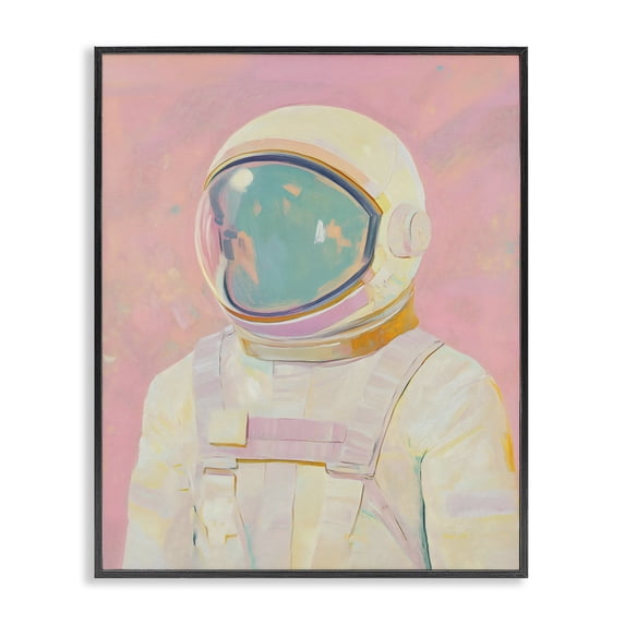 Stupell Industries Modern Astronaut Portrait in Pink Dream Black Framed Giclee Art, 11 x 14, by The Prints Vibe