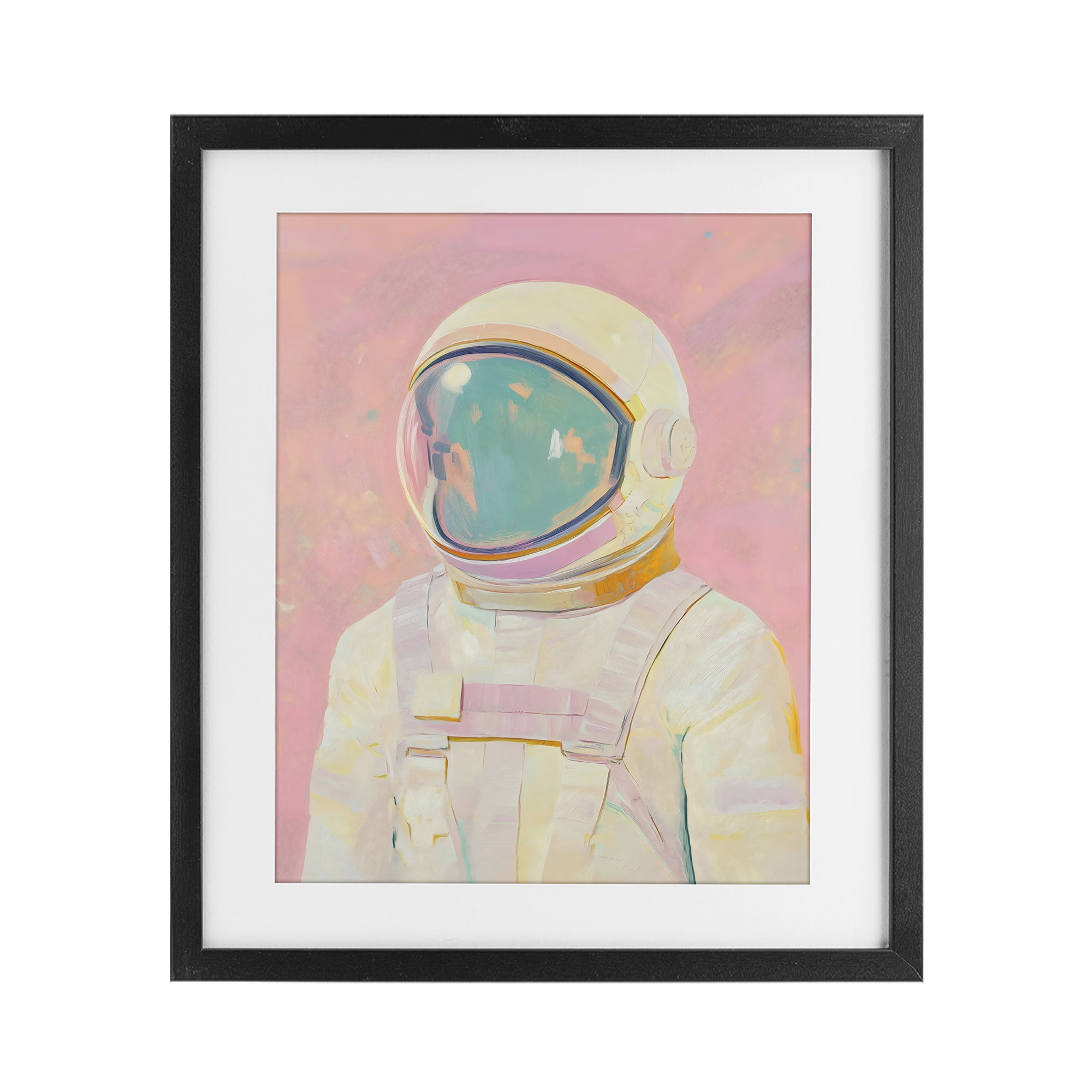 Stupell Industries Astronaut Portrait in Pink Dream Black Framed Print Under Glass, design by The Prints Vibe