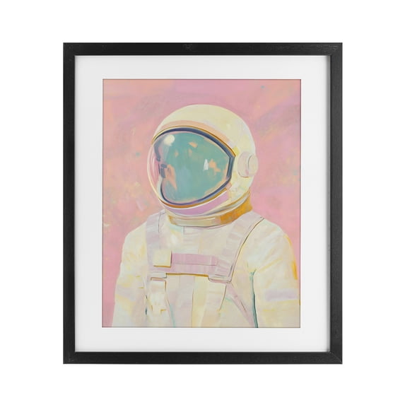 Stupell Industries Modern Astronaut Portrait in Pink Dream Black Framed Print Under Glass, 13 x 16, by The Prints Vibe